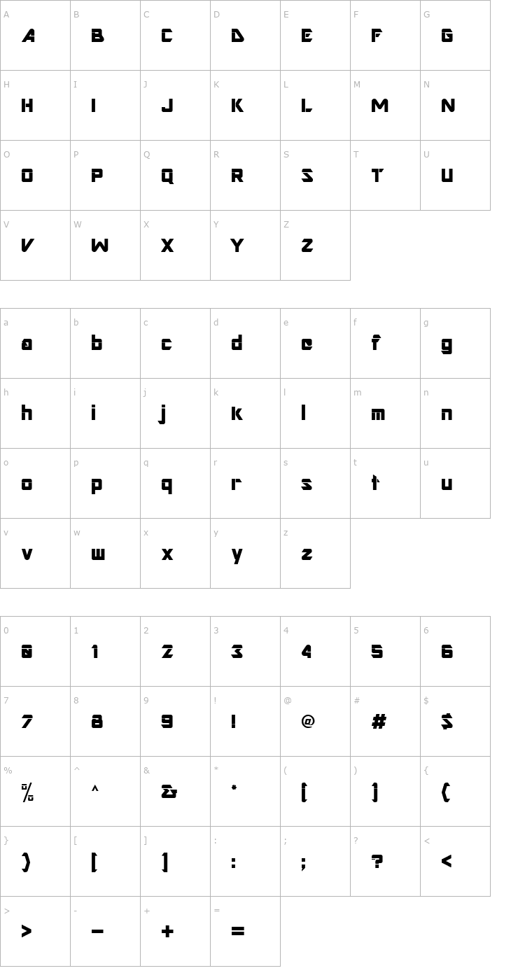 Character Map Art Regular ttnorm Font