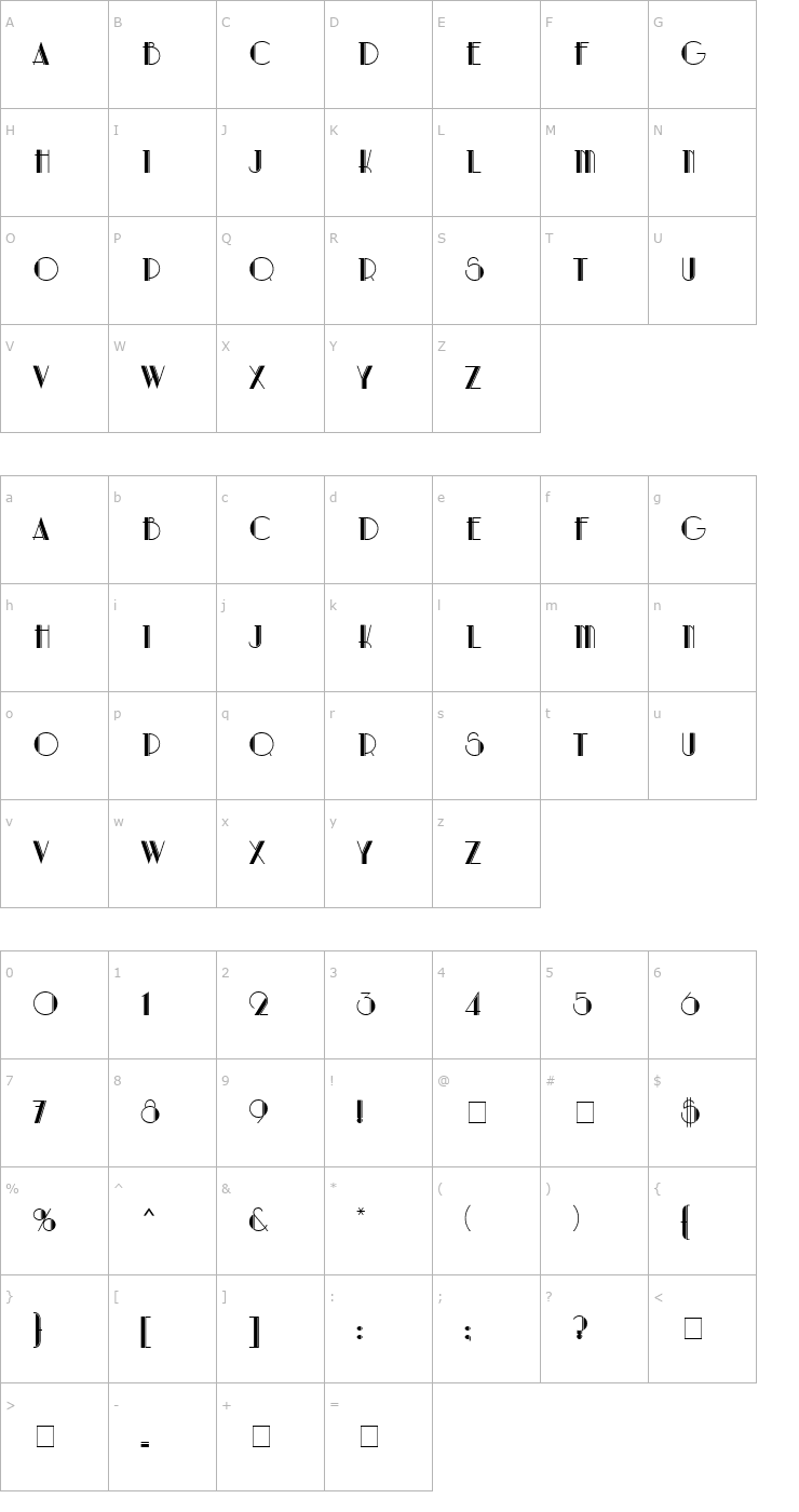 Character Map Artdeco MN Font