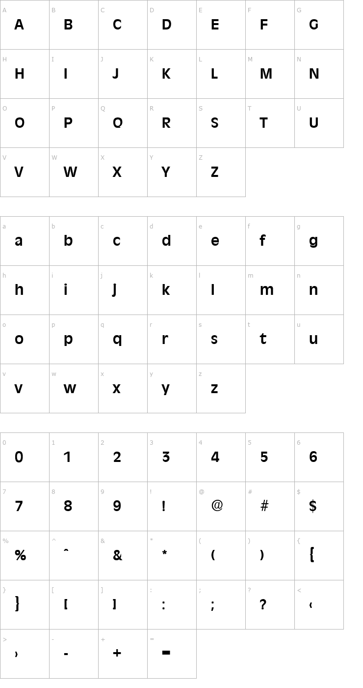 Character Map ArthurBecker Bold Font