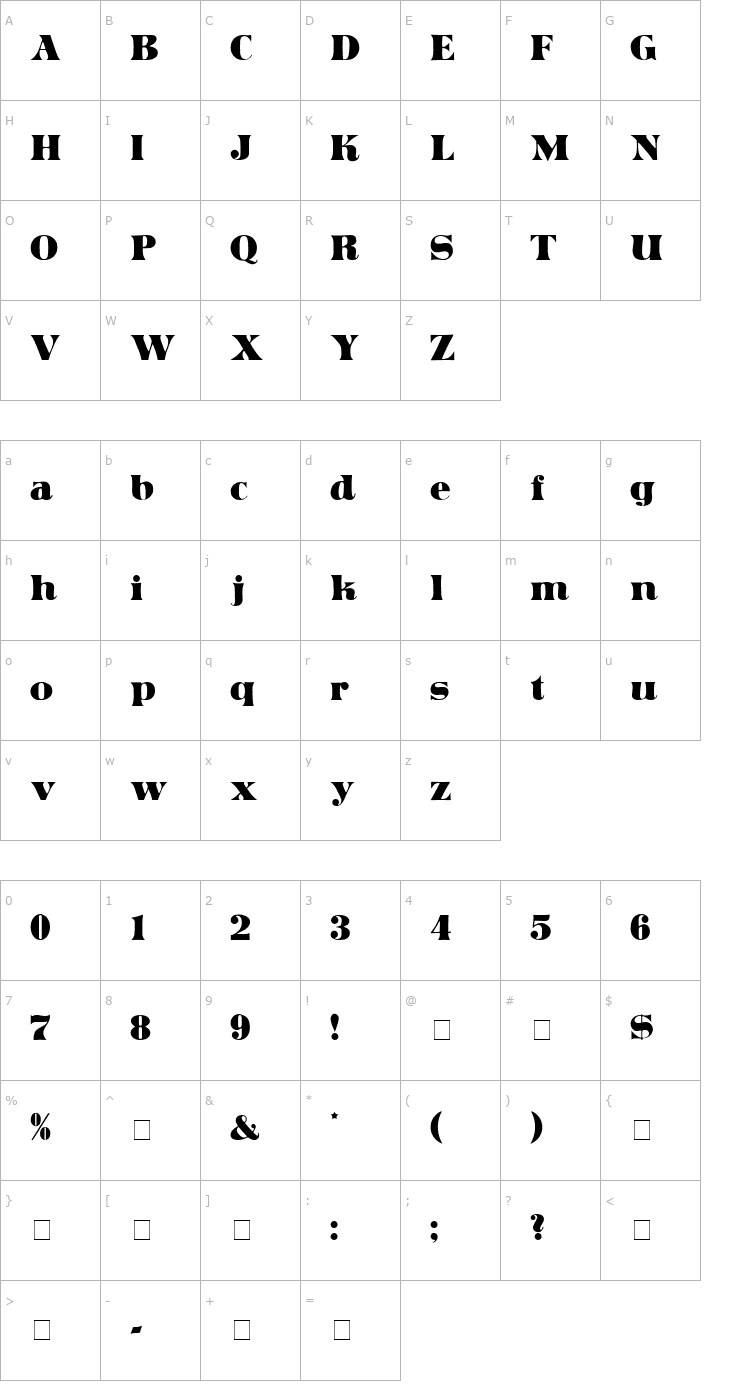 Character Map Articula Display SSi Font