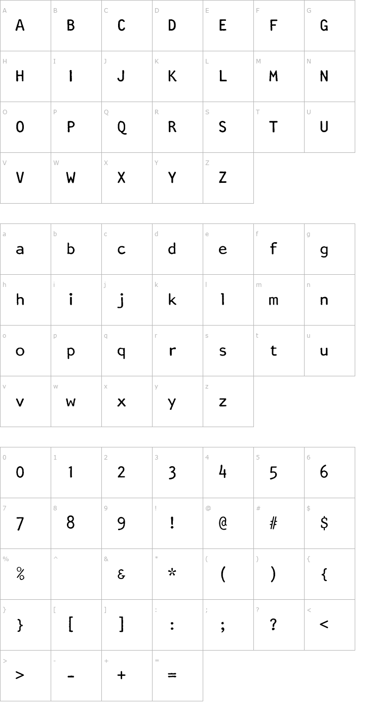 Character Map Artisan 12 Font