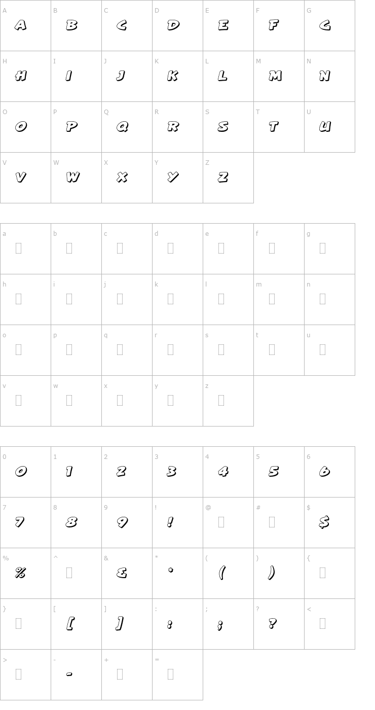 Character Map ArtistePlain Font