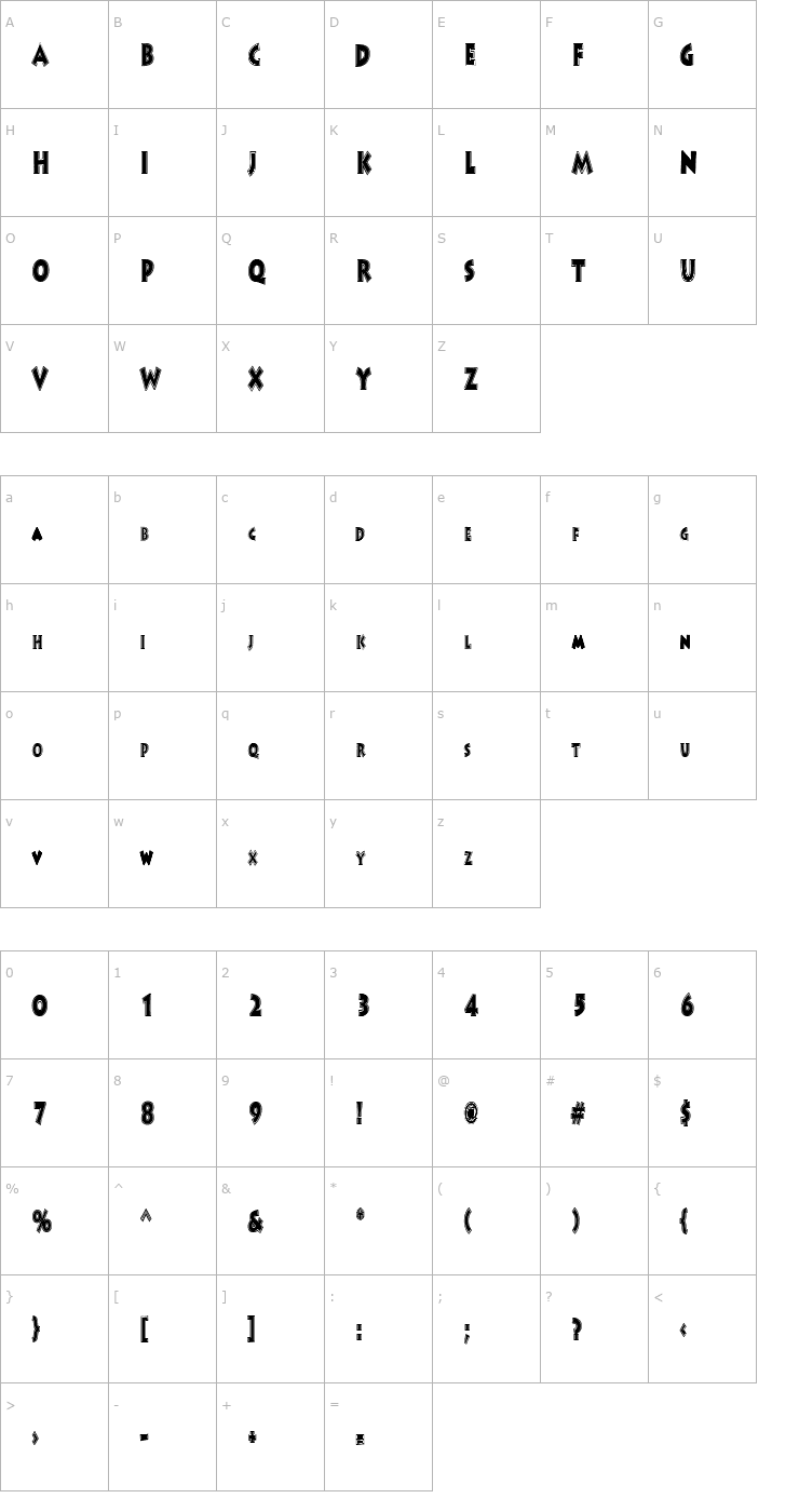 Character Map ArtistPursuit117 Bold Font