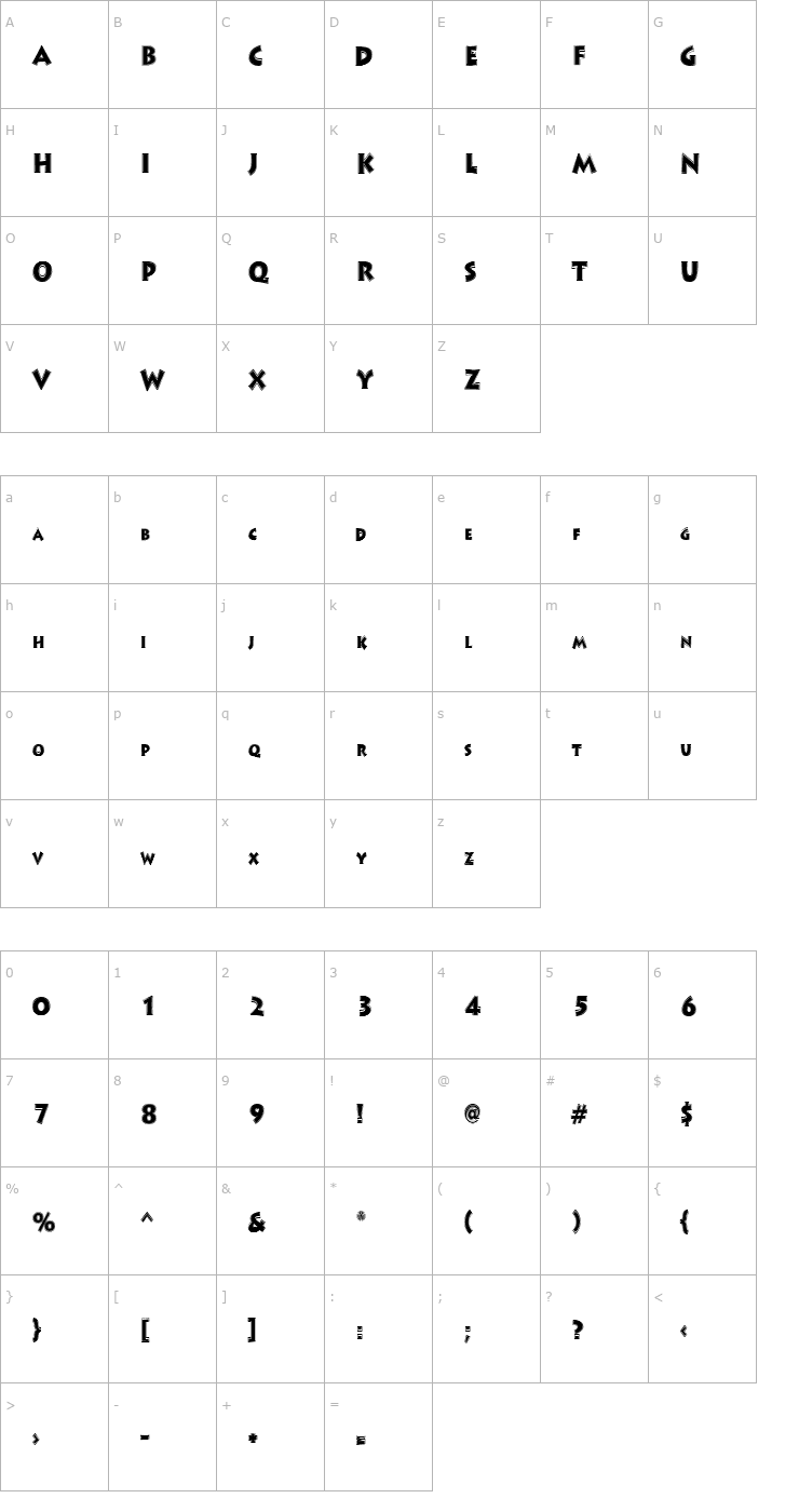 Character Map ArtistPursuit117 Regular ttext Font