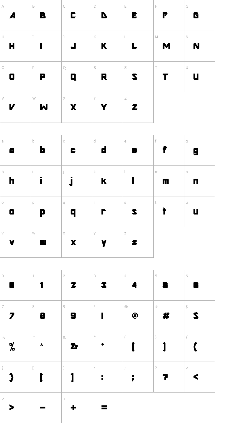 Character Map ArtRecord114 Bold Font