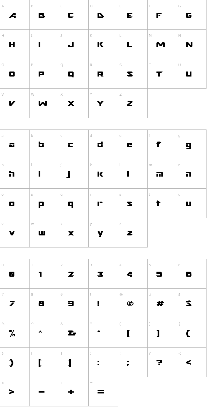 Character Map ArtRecord114 Regular ttext Font