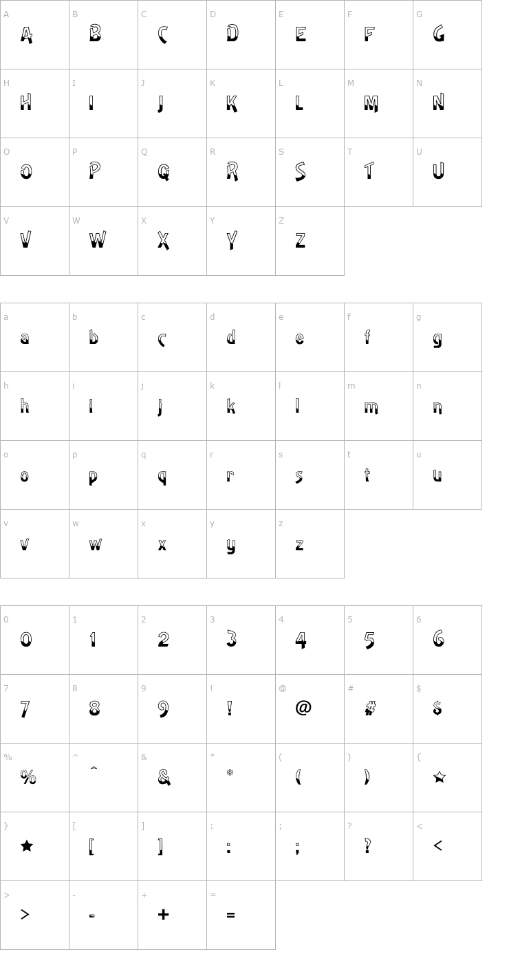 Character Map ArtSans-Regular Font