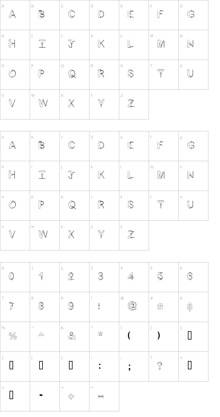 Character Map Artsy Fartsy Font