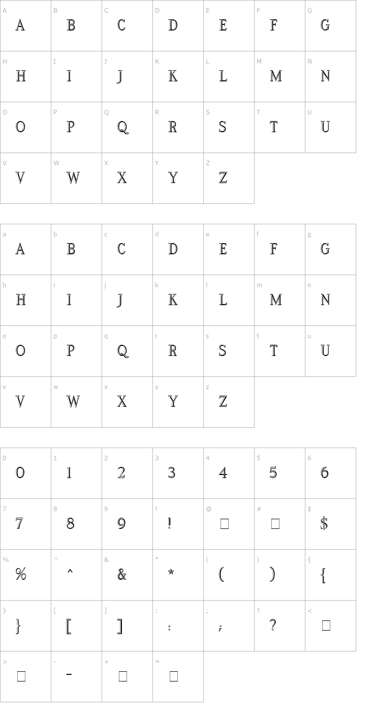 Character Map ArtWorld MN Font