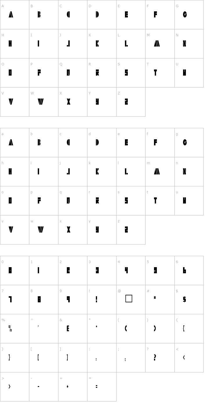 Character Map Arty Regular Font