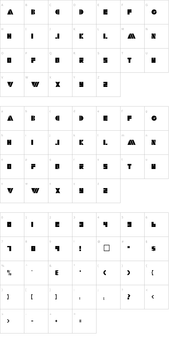 Character Map Arty Regular ttnorm Font