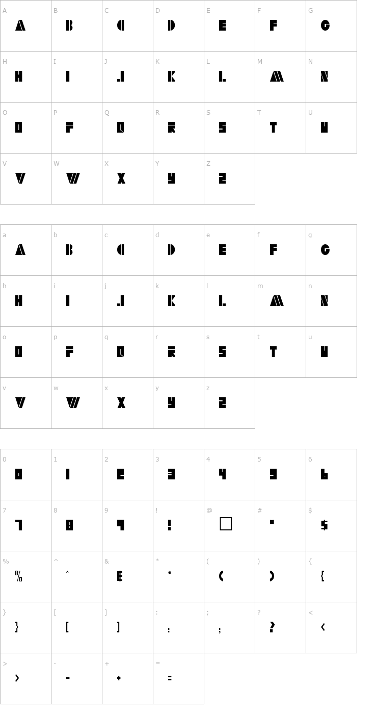 Character Map ArtyTimesReg52 Regular ttcon Font