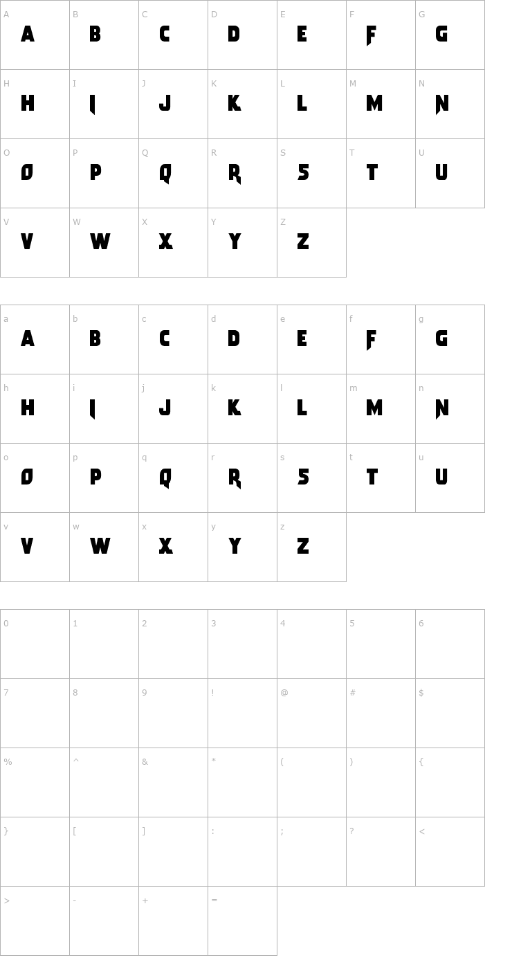 Character Map Arwing Font