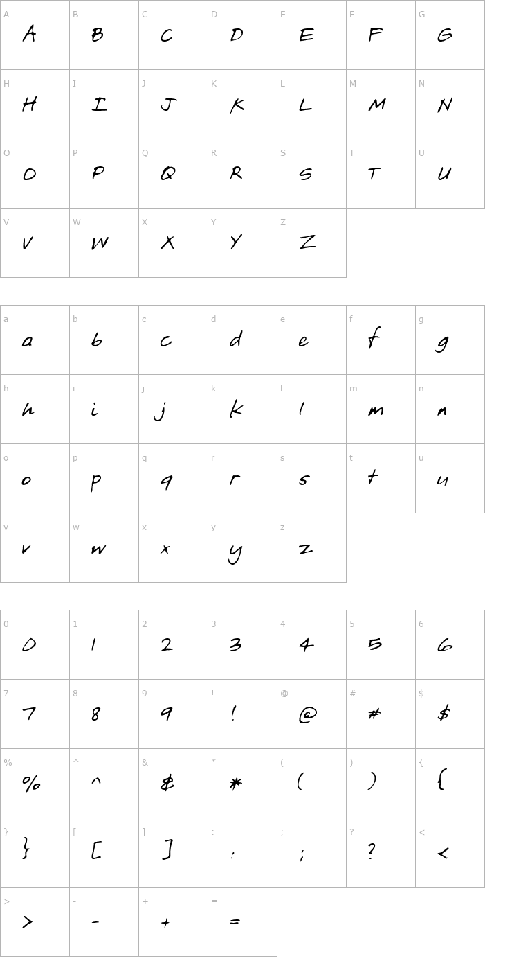Character Map Asa Regular Font