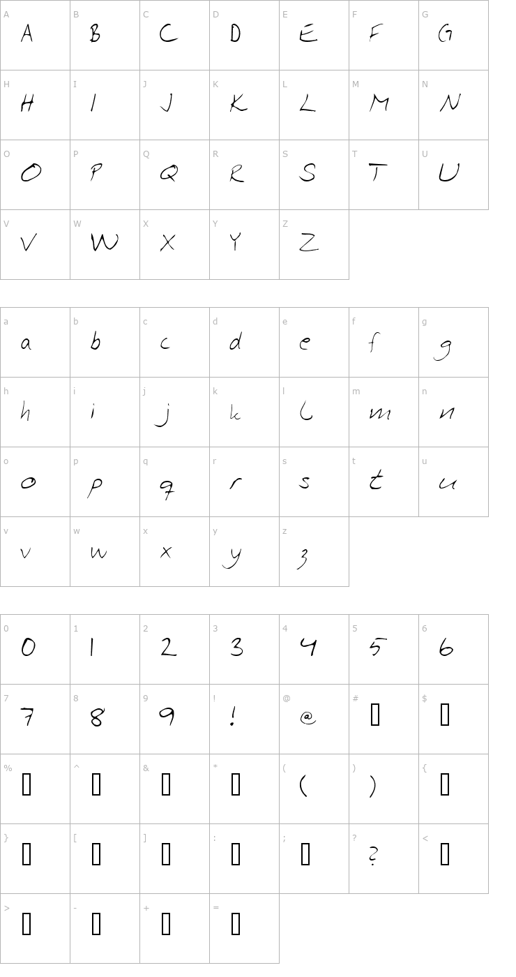 Character Map Asa Rocks Font