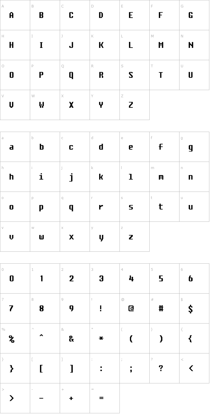 Character Map Ascsys Font