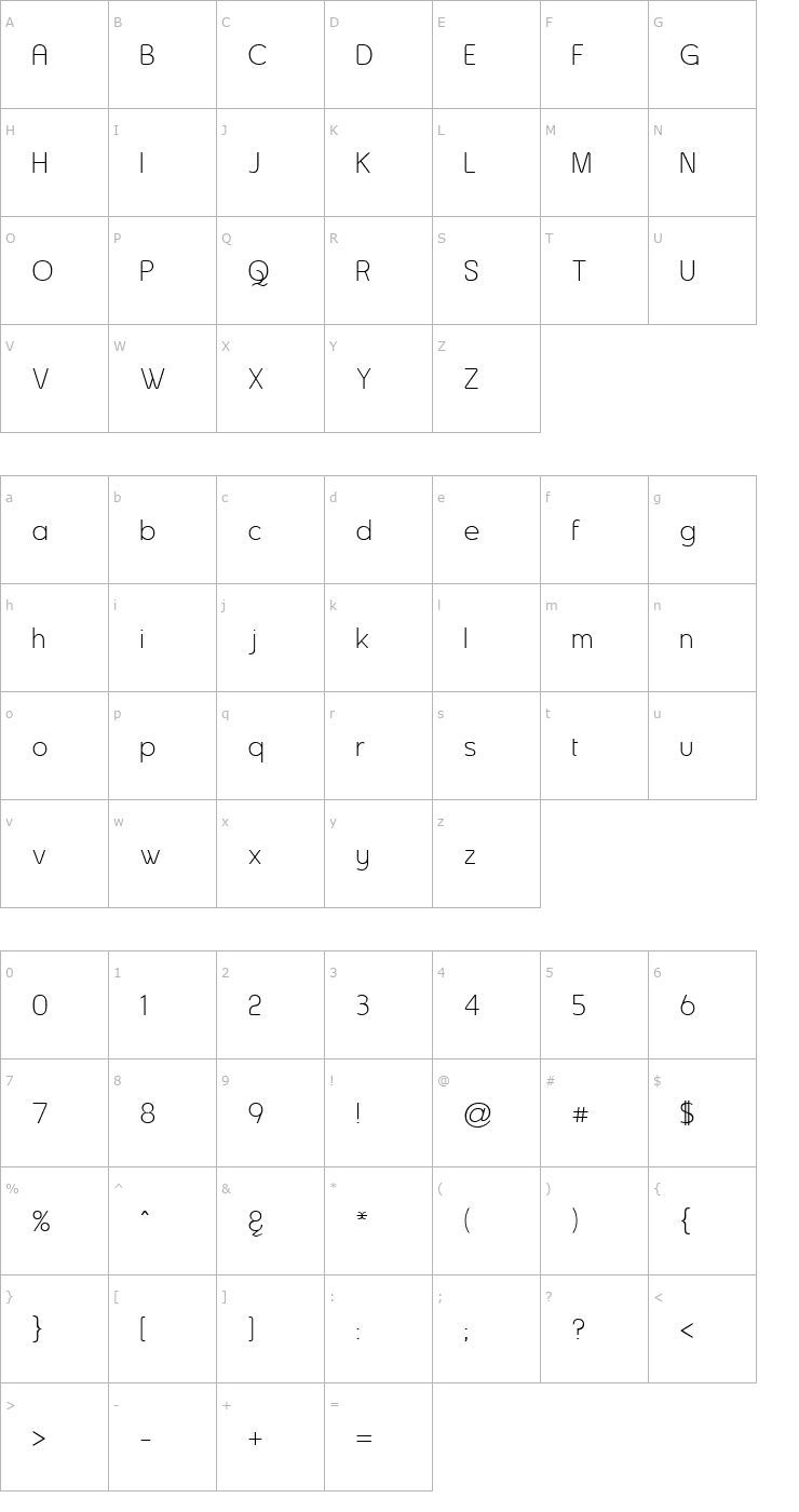 Character Map Asenine Font