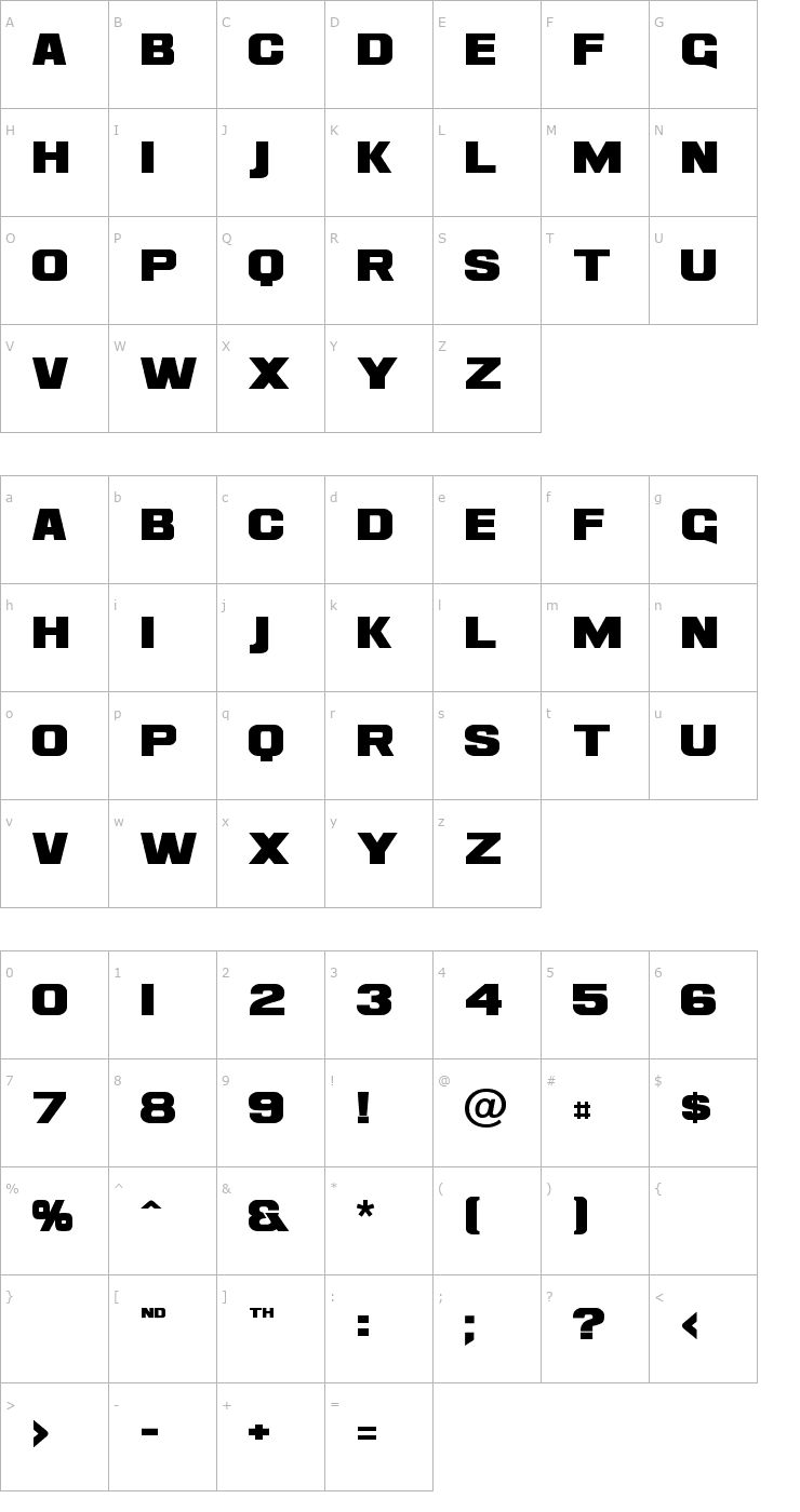 Character Map Ash Font