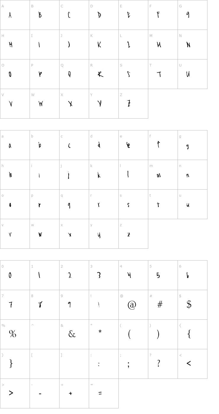 Character Map Asian Girl Font