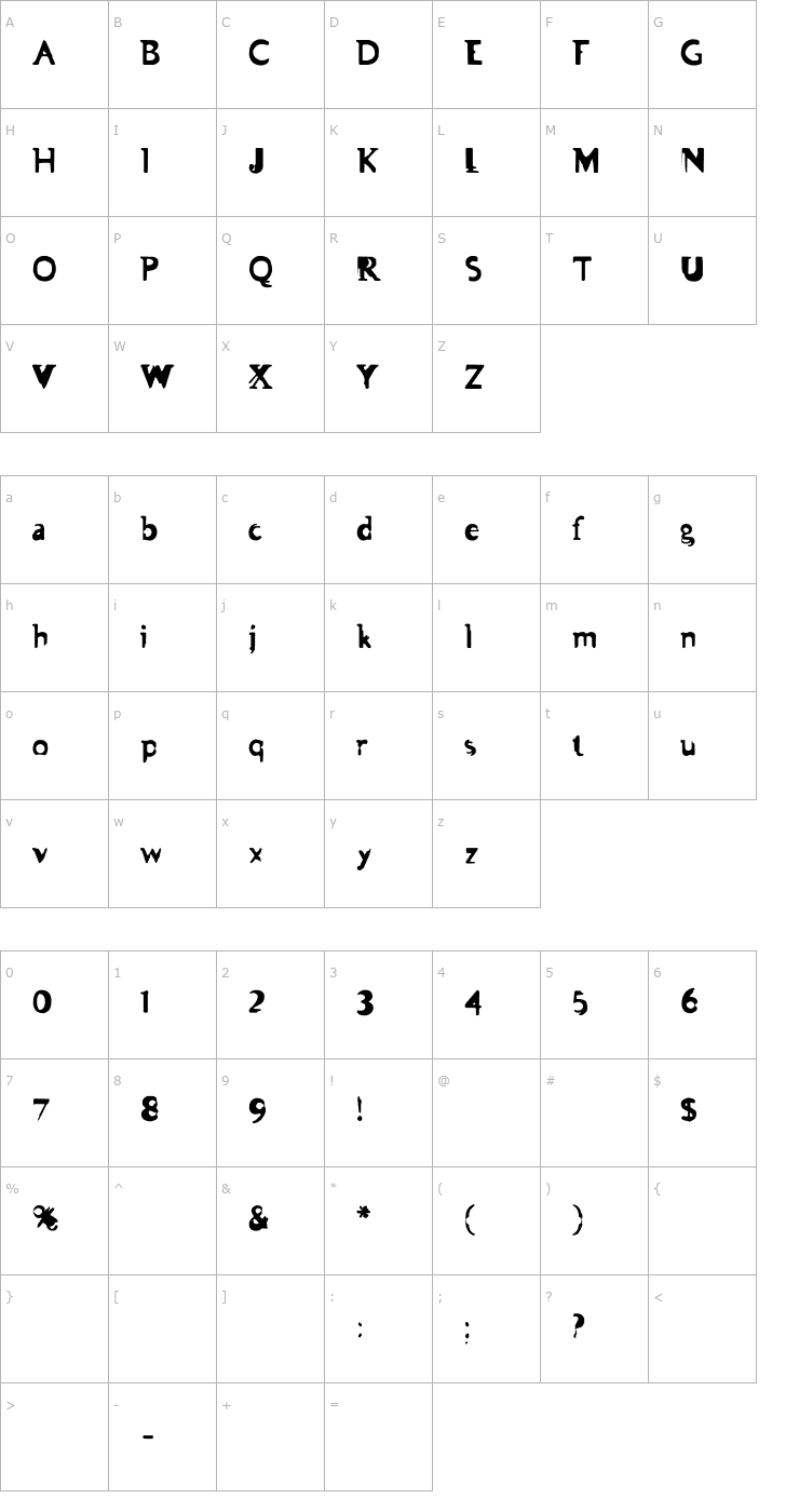 Character Map Asman Font