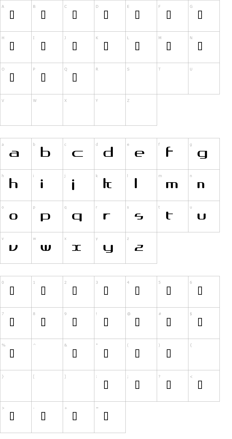 Character Map asos19101357 Font