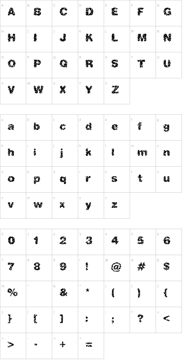 Character Map Aspastic Font