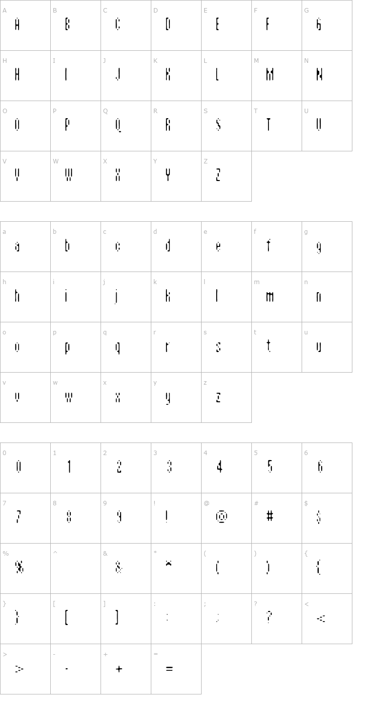 Character Map AspersionLight Font