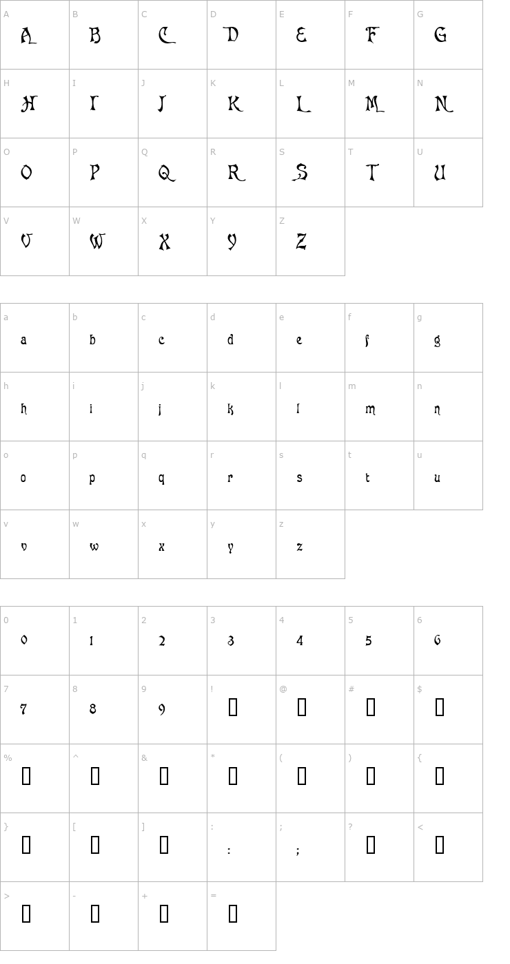 Character Map Asphodel Font