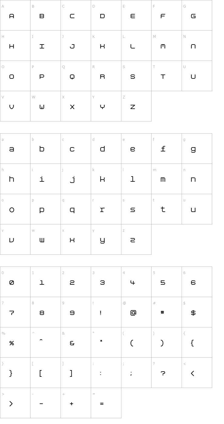 Character Map Aspirin Font