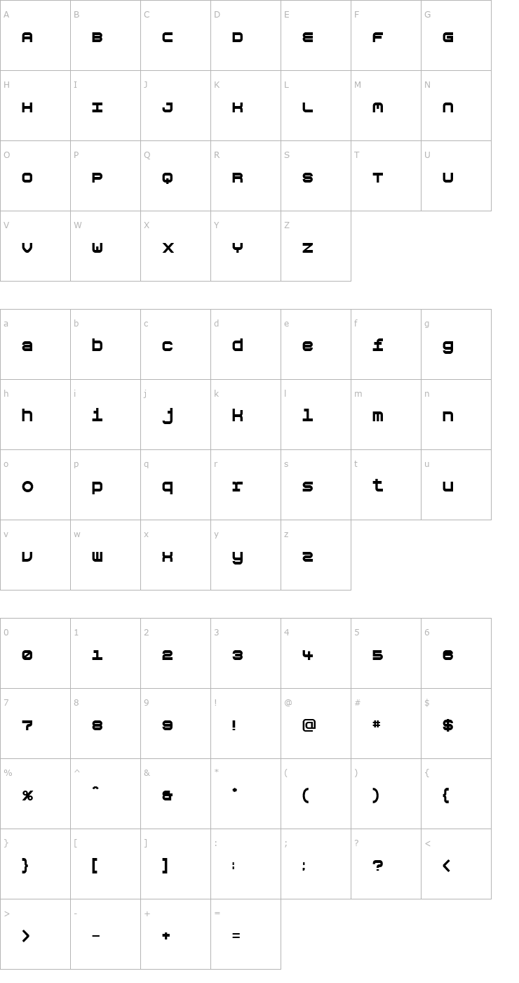 Character Map AspirinOverdose Font