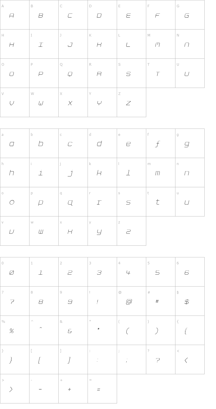 Character Map AspirinRefillDazed Font