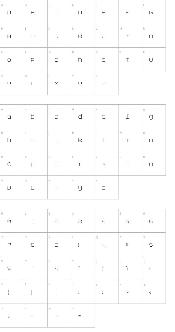 Character Map AspirinRefillHalfdose Font