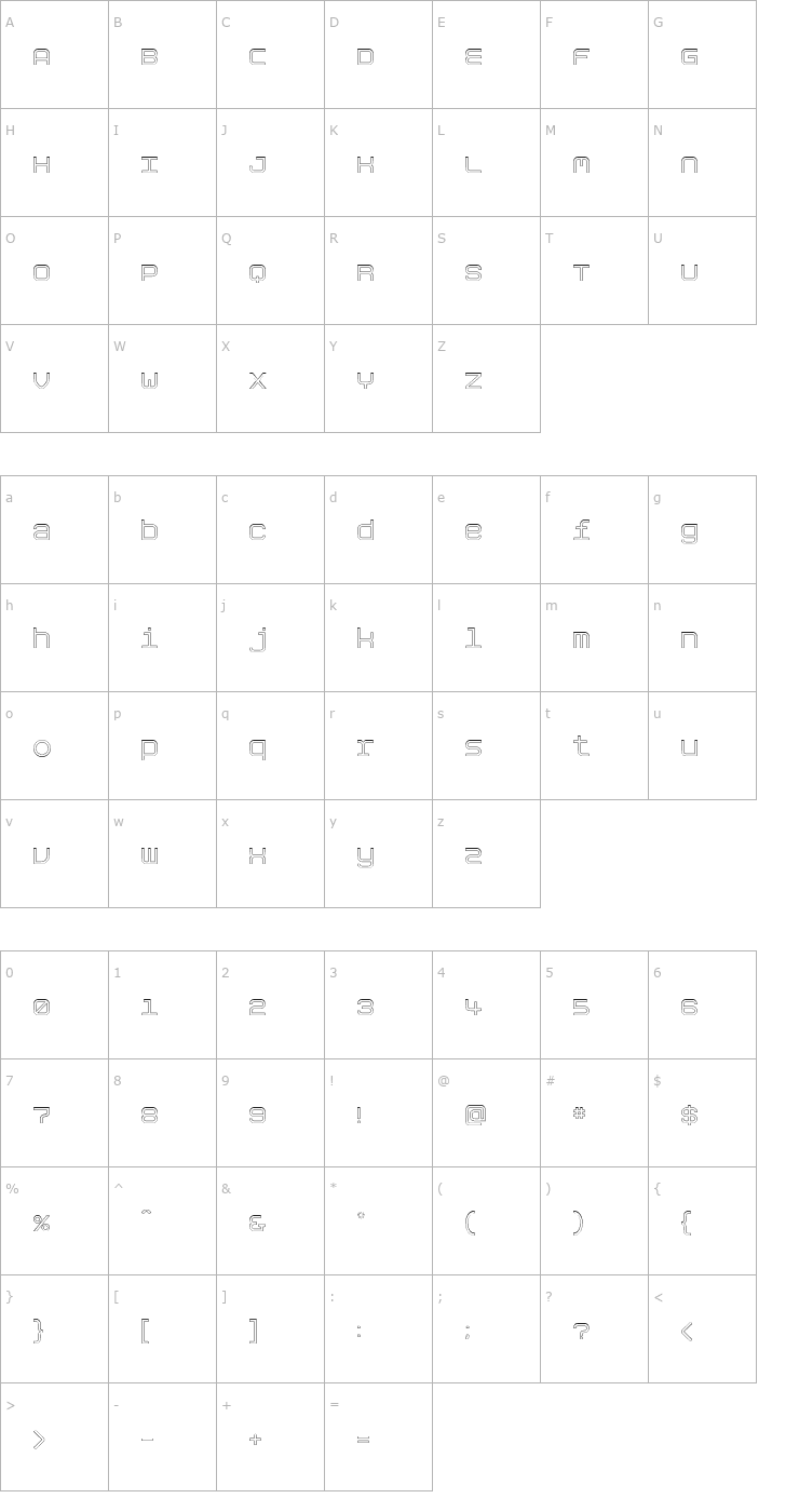 Character Map AspirinRefillIrregular Font