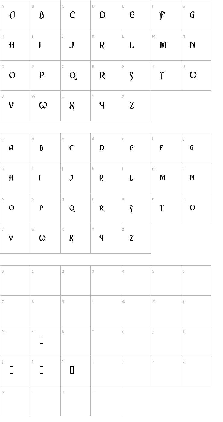 Character Map Asrafel Font