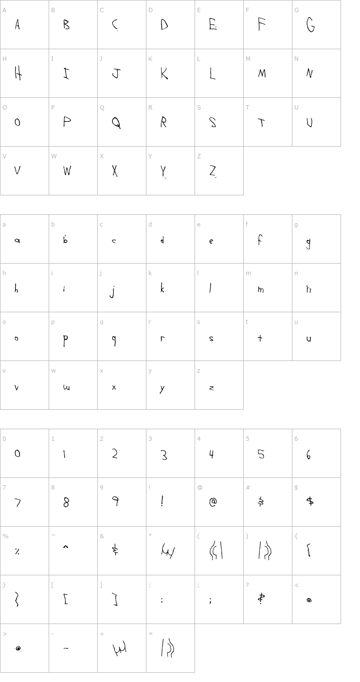 Character Map Ass Backwards Font