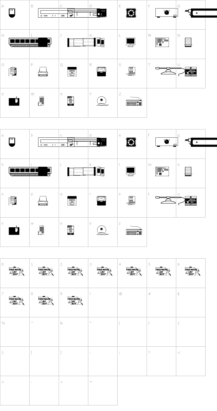 Character Map Assorted Computer Stuff JL Font
