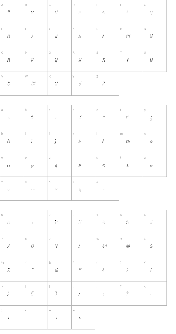 Character Map Asterix Blink Italic Font