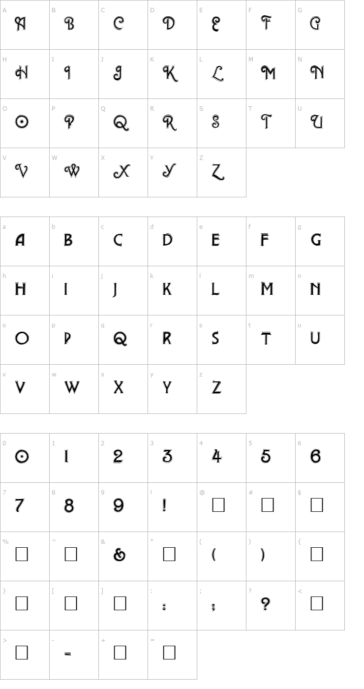 Character Map Astley Font
