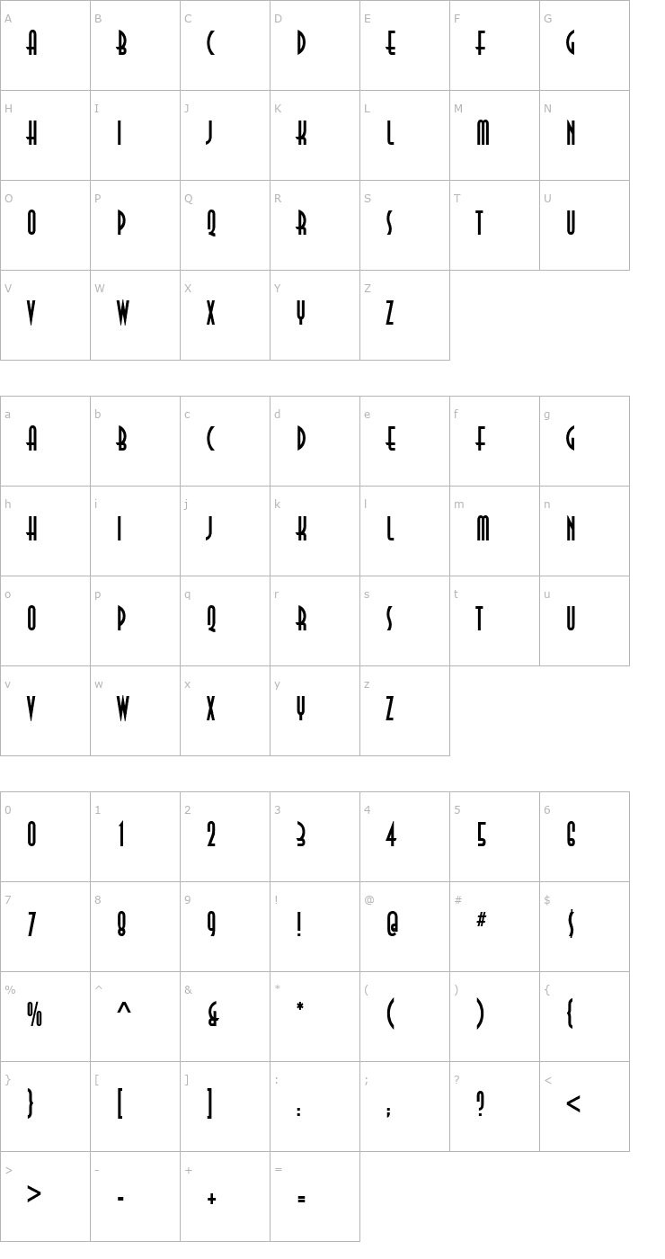 Character Map Astrid Long Font