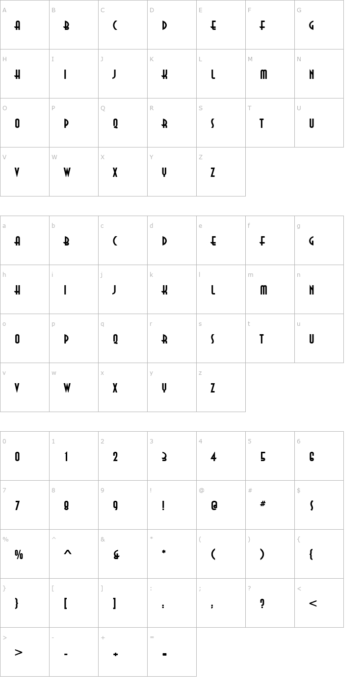 Character Map Astrid Short Font