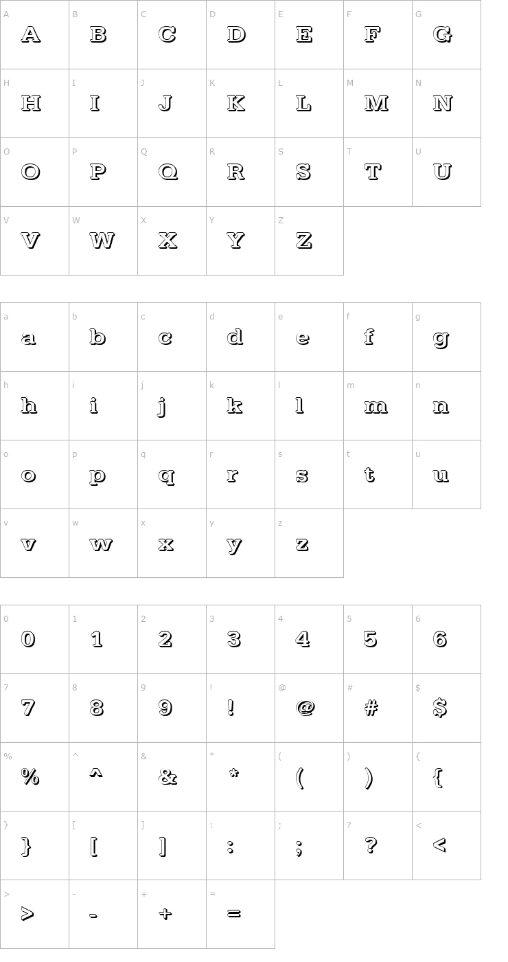Character Map AstridBeckerShadowE-Medium Font