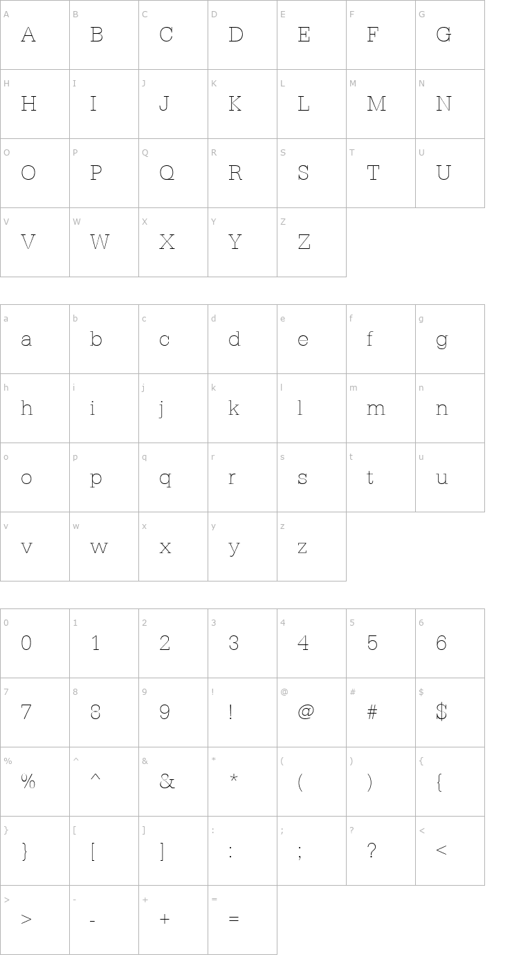 Character Map AstridBeckerXlight Font