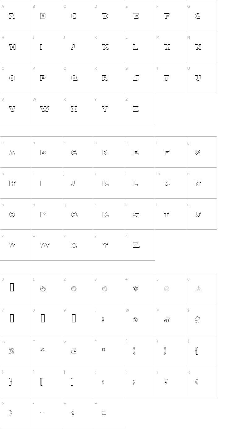 Character Map AstroAlternateOutline Font