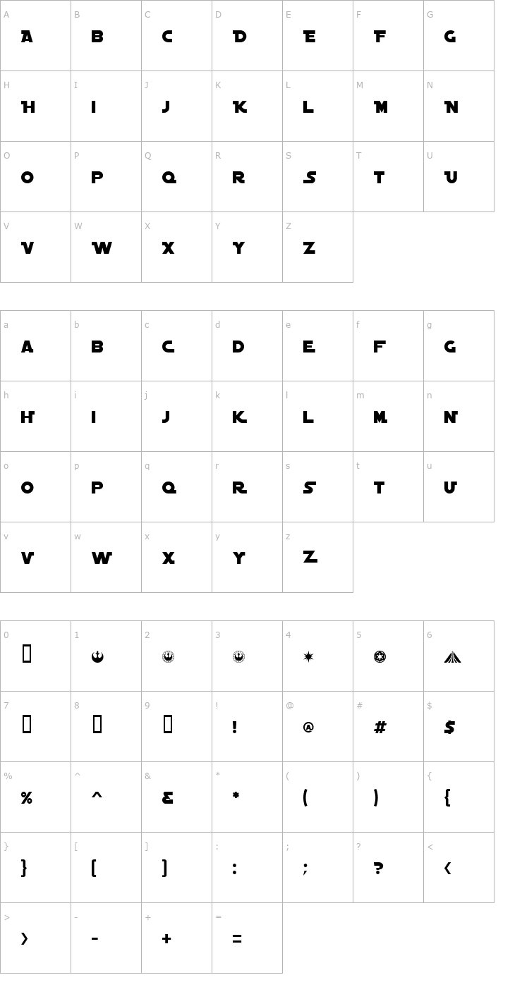 Character Map AstroAlternateSolid Font