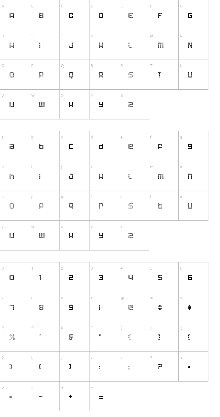 Character Map Astronaut II Font
