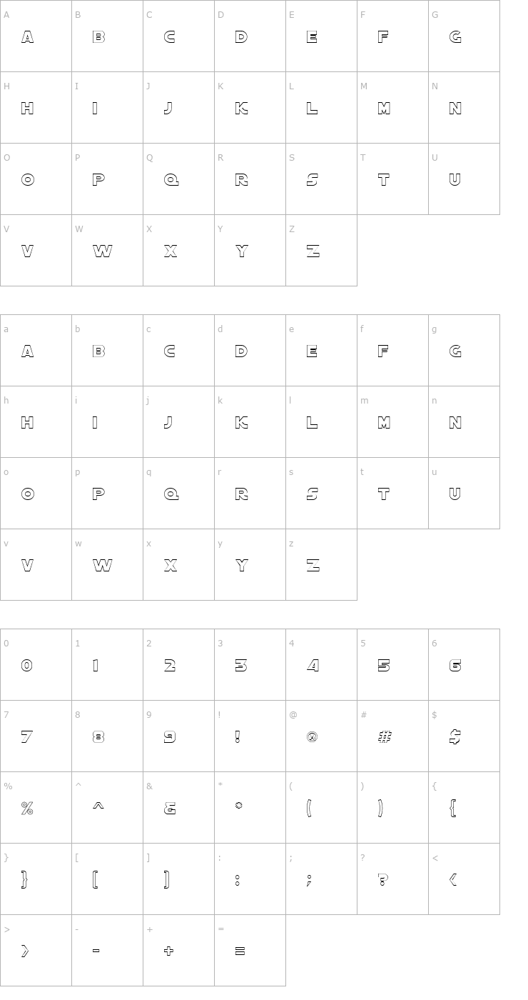 Character Map AstroOutline Font