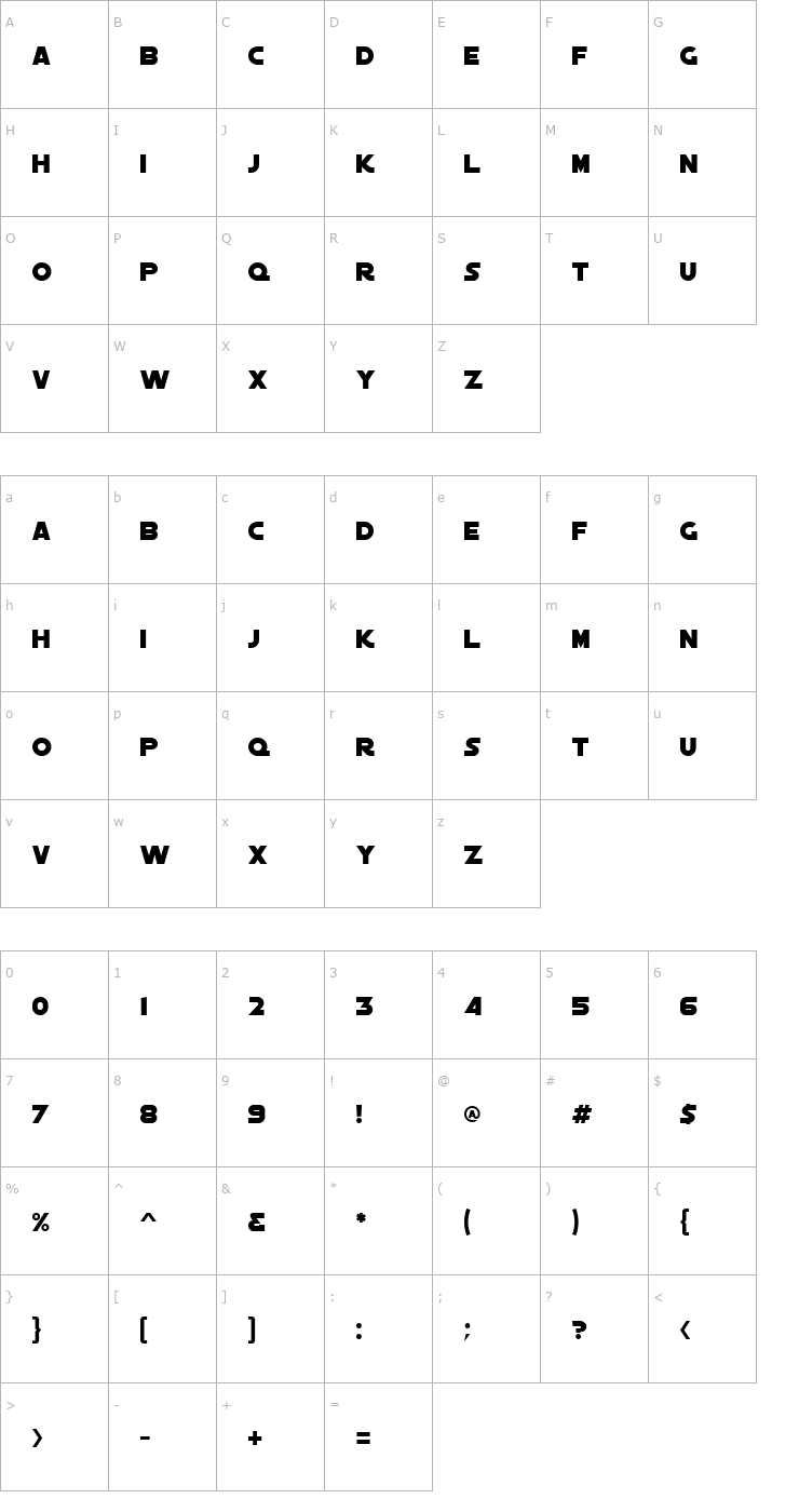Character Map AstroSolid Font