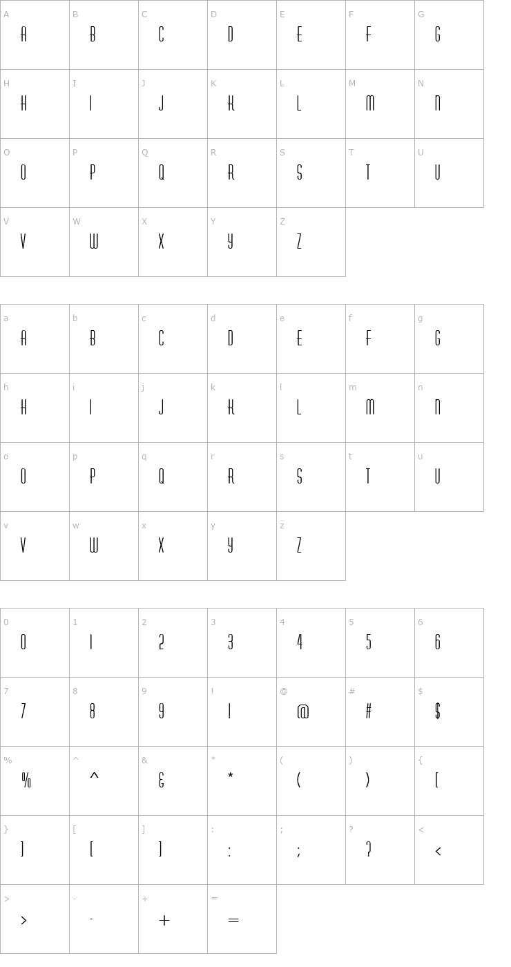 Character Map Astute Caps Font