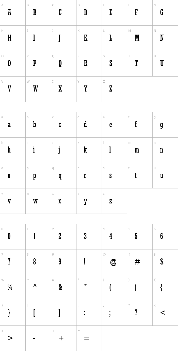 Character Map Astute Condensed SSi Condensed Font