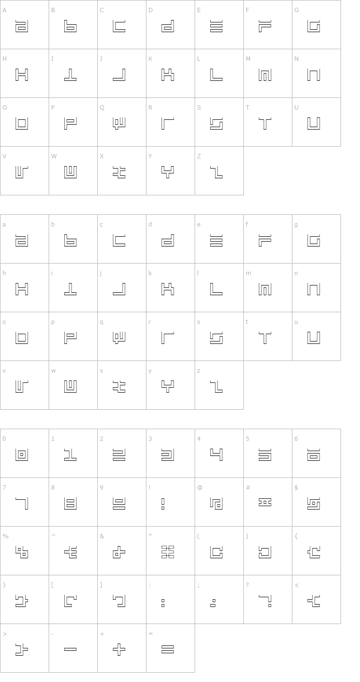 Character Map Atari 1 Font